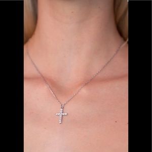 Brandy Melville silver rhinestone cross necklace